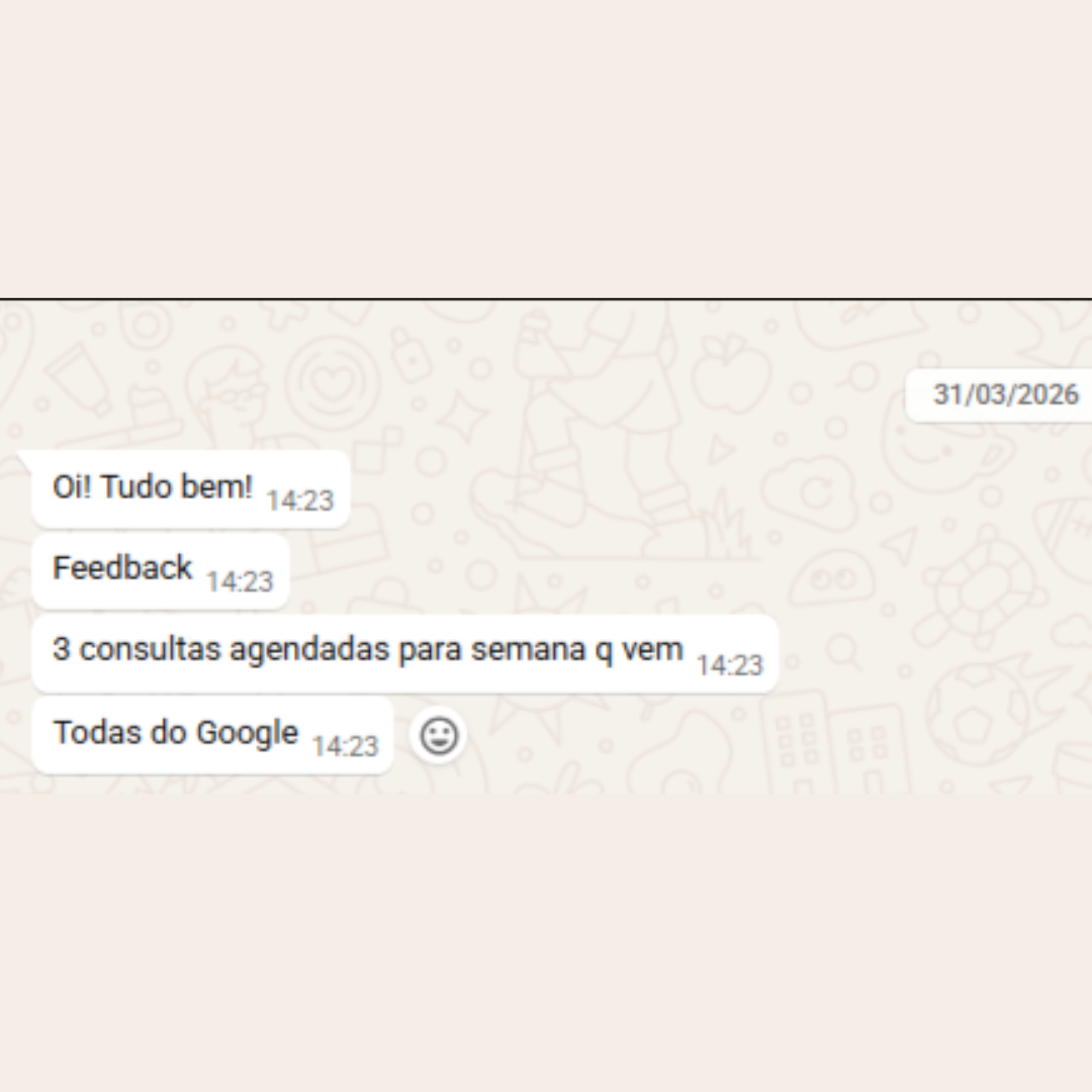 Print de conversa no WhatsApp com agendamento de consultas